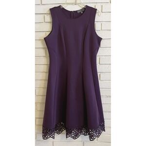 DONNA RICCO New York Size 14 Purple Round Neck Sleeveless A-line‎ Dress